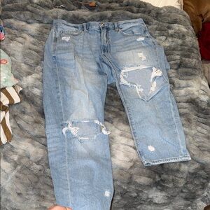 American Eagle Outfitters Sky Blue Distressed High Rise Jeans